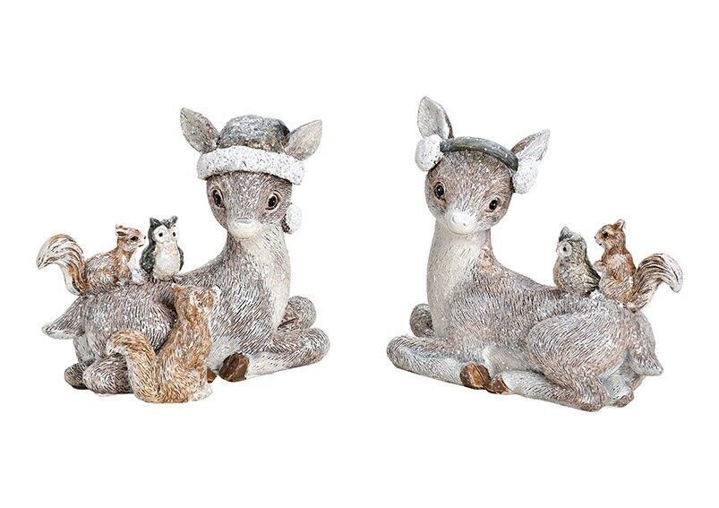 Cervo seduto in poly grigio double