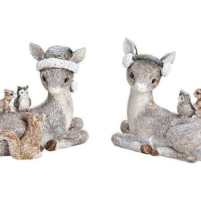 Sitting deer made of poly gray double