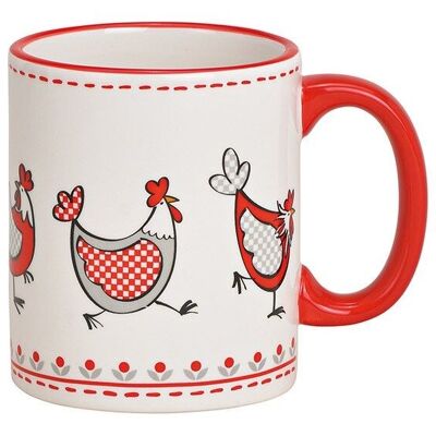 Mug décor de poulet en céramique blanche (L / H / P) 11x9x8cm 330ml