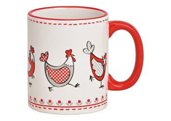 Mug décor de poulet en céramique blanche (L / H / P) 11x9x8cm 330ml