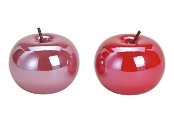 Pomme en céramique rose/rouge, 2 assortis, (L/H/P) 10x10x10cm