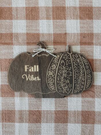 Fall Vibes, décoration citrouille en bois 2