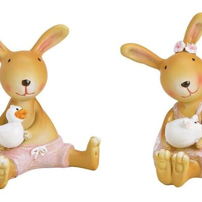 Sitting bunny made of poly pink / pink double
