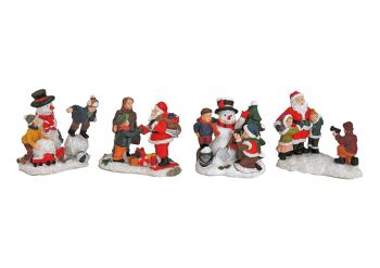 Figurines de Noël miniatures en poly, assorties 4 fois, 6 cm