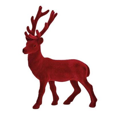 Cervo floccato in plastica rosso bordeaux (L / A / P) 20x30x5cm