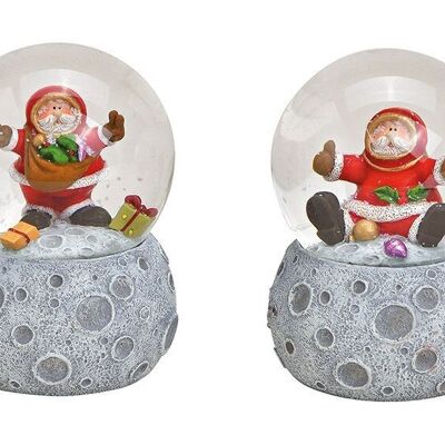 Snow globe Nikolaus, on the moon base made of poly, glass colored 2-fold, (W / H / D) 7x10x7cm