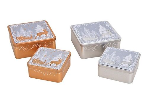 Dosen-Set Winterwald 3D aus Metall Gold, Silber 2er Set, 2-fach, (B/H/T) 19x8x19cm, 15x7x15cm