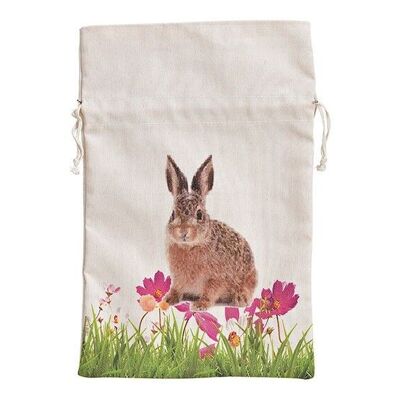 Gift bag bunny decor made of beige textile (W / H) 20x30cm