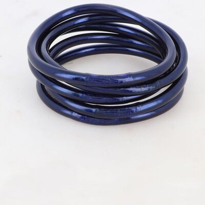 Thick Buddhist bangle with mantra size XS - Midnight blue