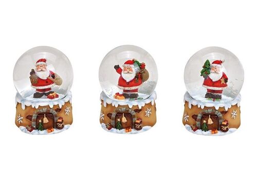 Schneekugel Nikolaus aus Poly Braun 3-fach, (B/H/T) 6x9x6cm