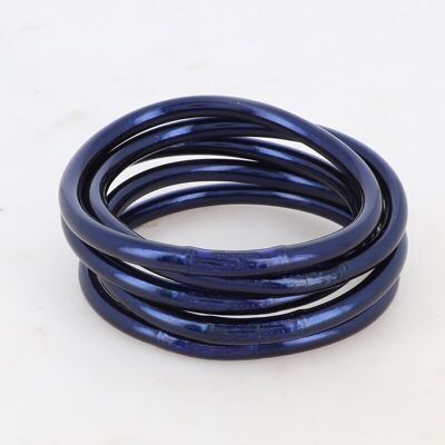 Bracciale buddista spesso con mantra taglia XL - Blu notte