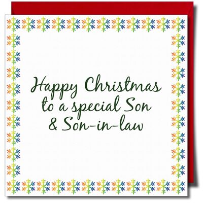 Frohe Weihnachten für einen besonderen Sohn und Schwiegersohn. Lgbtq+ Weihnachtskarte.