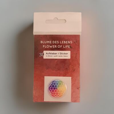 Autocollant Fleur de Vie Doming 1x d30mm rempli de couleurs