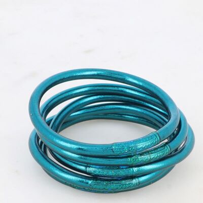 Thick Buddhist bangle with mantra size M - Ocean Blue