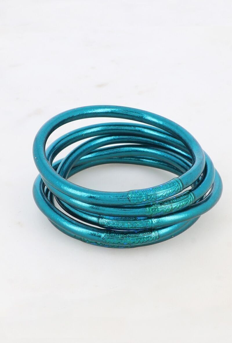Brazalete budista grueso con mantra talla S - Azul Océano