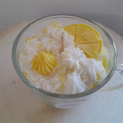 Candela gourmet in tazza profumata alla meringa al limone
