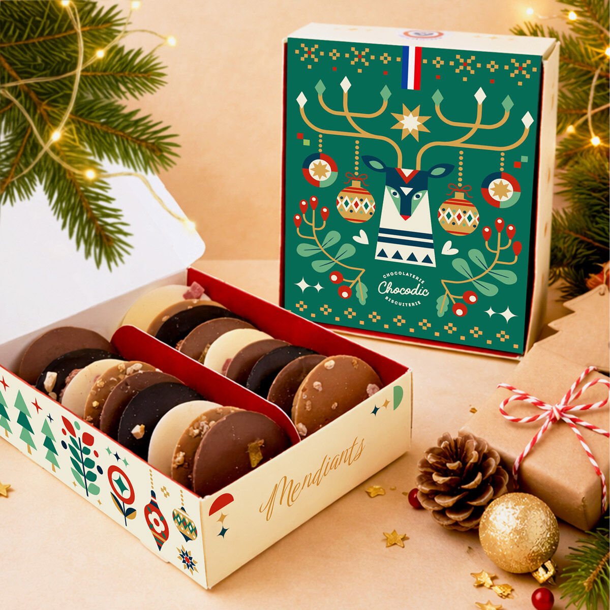 Chocolate Mendiants Box | Christmas Molding | Chocodic Artisanal Christmas Chocolate