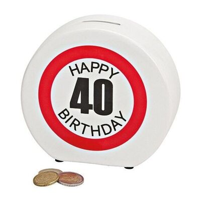 Ceramic money box Happy Birthday 40