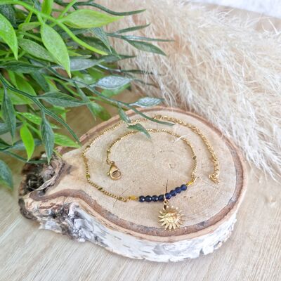 Beaded and sun bracelet / anklet - gold-plated steel