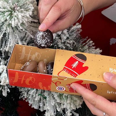 Caja de palitos de bolas de coco | molduras navideñas | Chocodic chocolate artesanal de Navidad