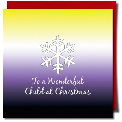 Cartolina di Natale non binaria per un bambino meraviglioso a Natale.