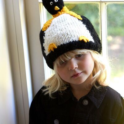Kids Animal Bobble Hat Penguin - One Colour