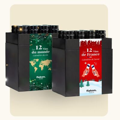 COFFRET ŒNOLOGIE - 24 VINS DE FRANCE ET DU MONDE - 24 FLACONS DE VINS DE 10CL - 11 BLANCS, 11 ROUGES, 2 ROSÉS - FLAKON