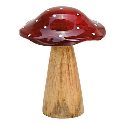 Mushroom made of mango wood red, brown (W/H/D) 12x16x12cm