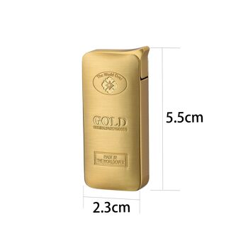 Briquet lingot d'or métal semi-luxe - rechargeable - métal doré brossé - dim. 5,7 x 2,5 x 1 cm 3