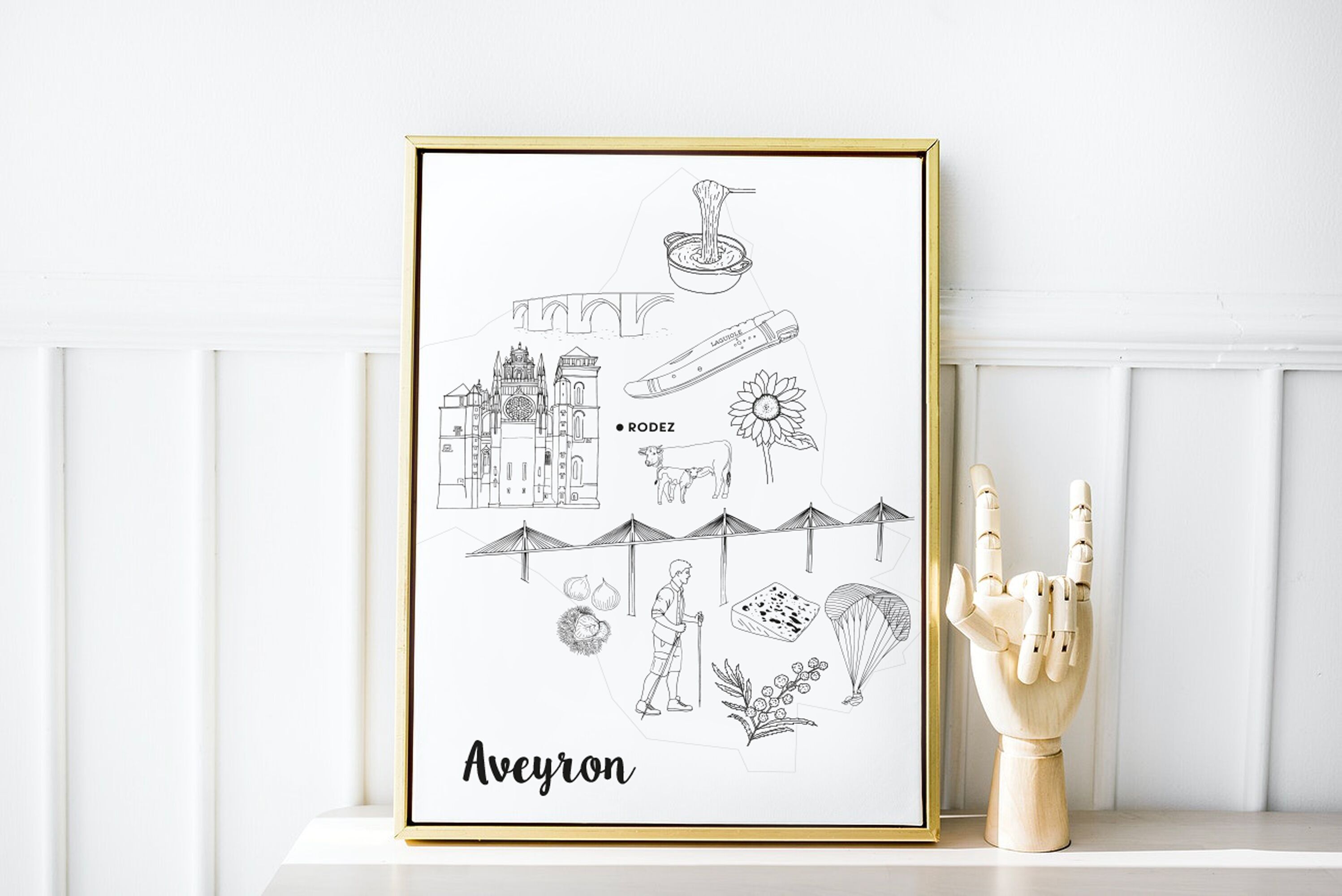 Aveyron - Poster o colorazione A3/50x70 - Carta