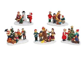 Figurines de Noël miniatures en poly, assorties, L8 x P4 x H6 cm