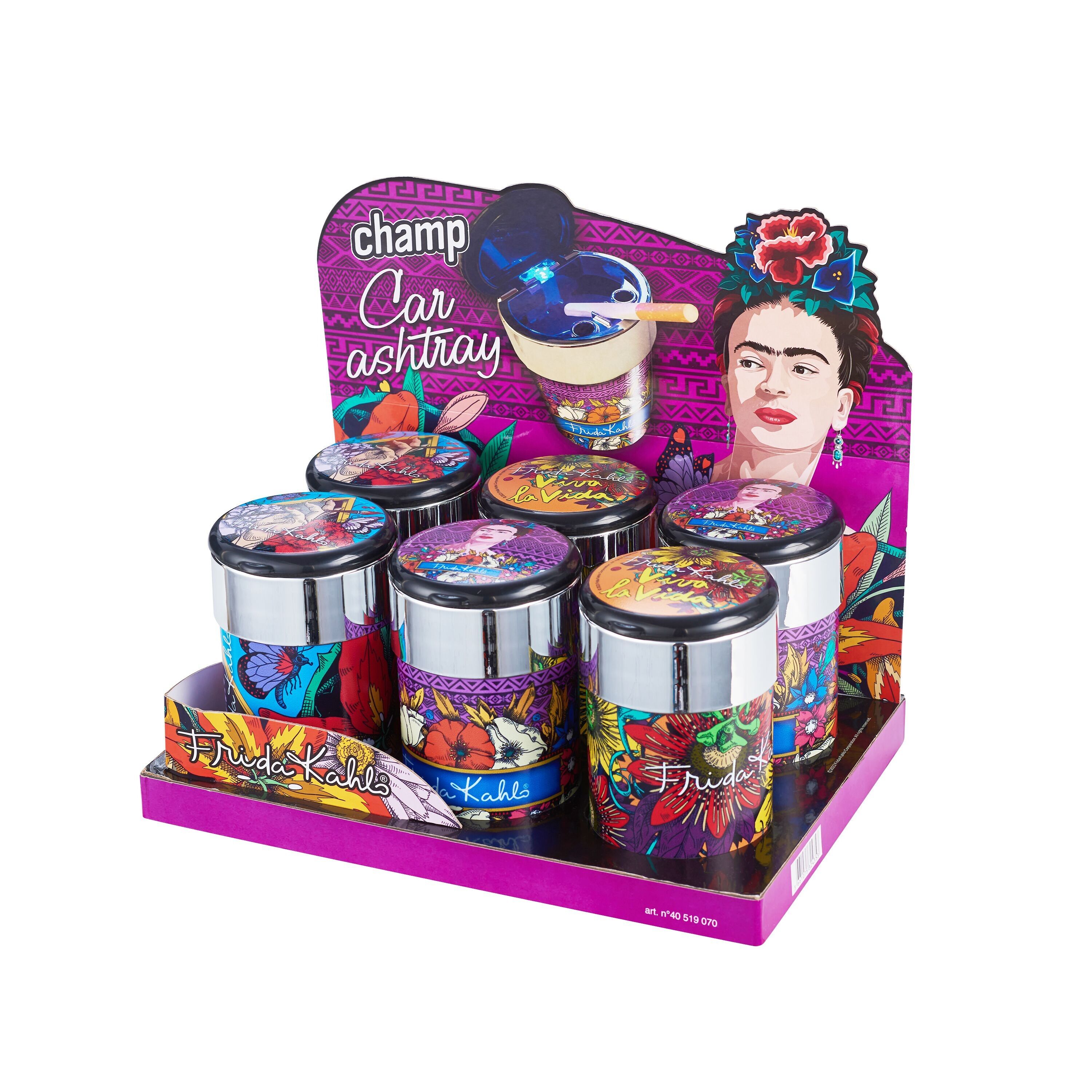 Frida Kahlo Cendrier de voiture avec couvercle et lumière 65 MM x 6