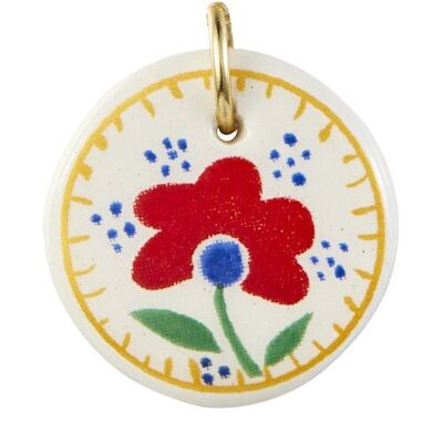 Earthenware flower medallion - Faïenz