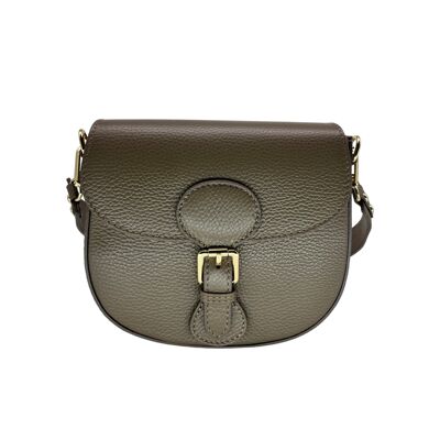 CLARA TAUPE GRAINED LEATHER CROSSBODY BAG