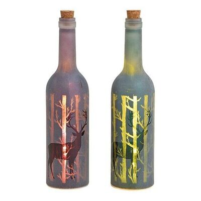 Glass bottle of 5 LEDs, deer decor made of glass green, red 2-fold, (W/H/D) 7x30x7cm