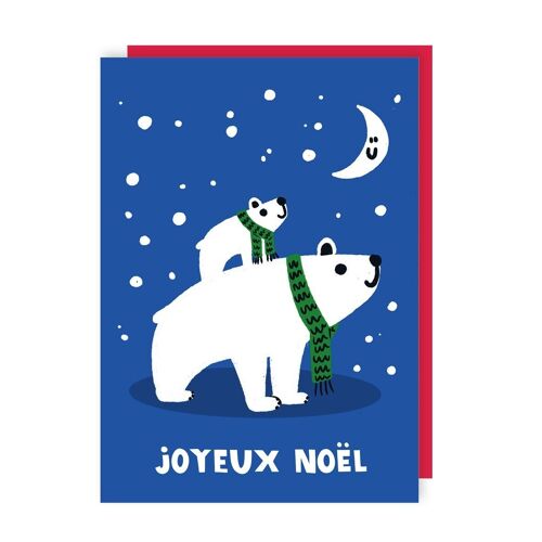 Cute Minimal Polar Bear Christmas Card pack of 6