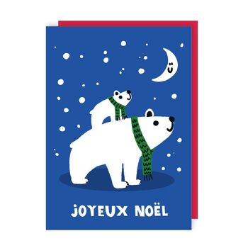 Mignon pack minimal de cartes de Noël ours polaire de 6