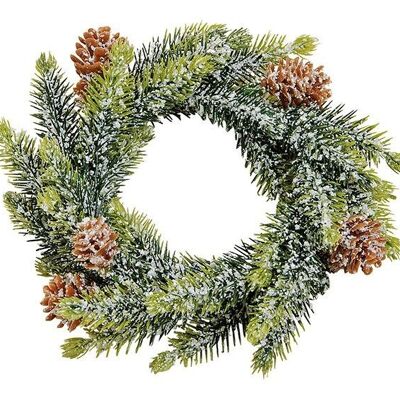 Spruce wreath with snow made of plastic green (W / H / D) 15x15x4cm
