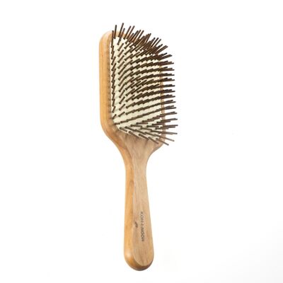 Red alder wood pneumatic hair brush with wooden pins