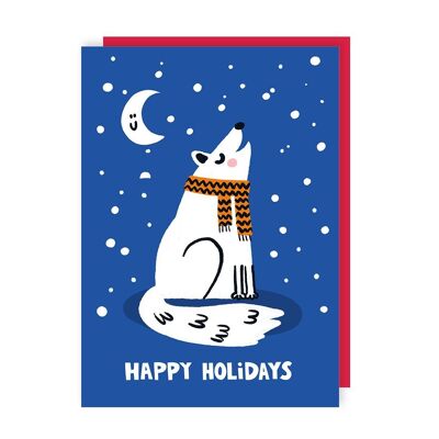 Lindo paquete de 6 tarjetas navideñas de lobo minimalista