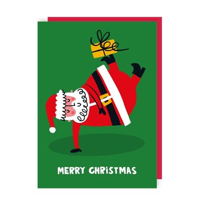 Paquete de 6 tarjetas navideñas divertidas con regalo de Papá Noel