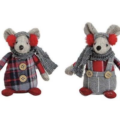 Winter mouse red / gray textile