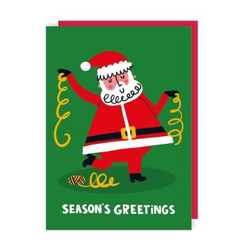 Pack de 6 cartes de Noël amusantes avec ficelle du Père Noël