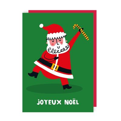Paquete de 6 tarjetas navideñas divertidas con palo de Papá Noel