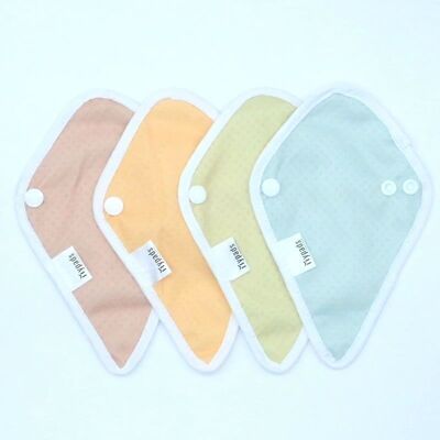 4 washable thong panty liners, organic cotton, very light flow XS - 19 X 6.5 - Pastel