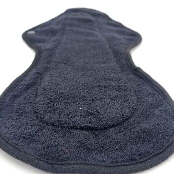 1 serviette hygiénique lavable en coton terry BIO (Gamme XL) : flux extra fort, nuit, maternité – Noir 3