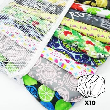 10 serviettes hygiéniques lavables en bambou (Gamme M) - Plusieurs motifs 6