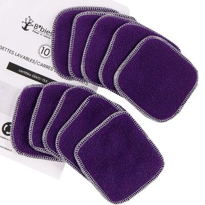 10 washable bamboo makeup remover wipes - Grape