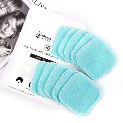10 washable bamboo makeup remover wipes - Opaline
