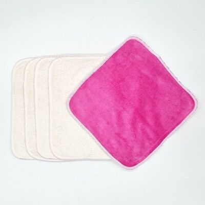 5 toallitas grandes de fibra de bambú - Fucsia